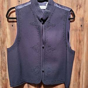 Valerie Stevens Military trim vest, navy size 14